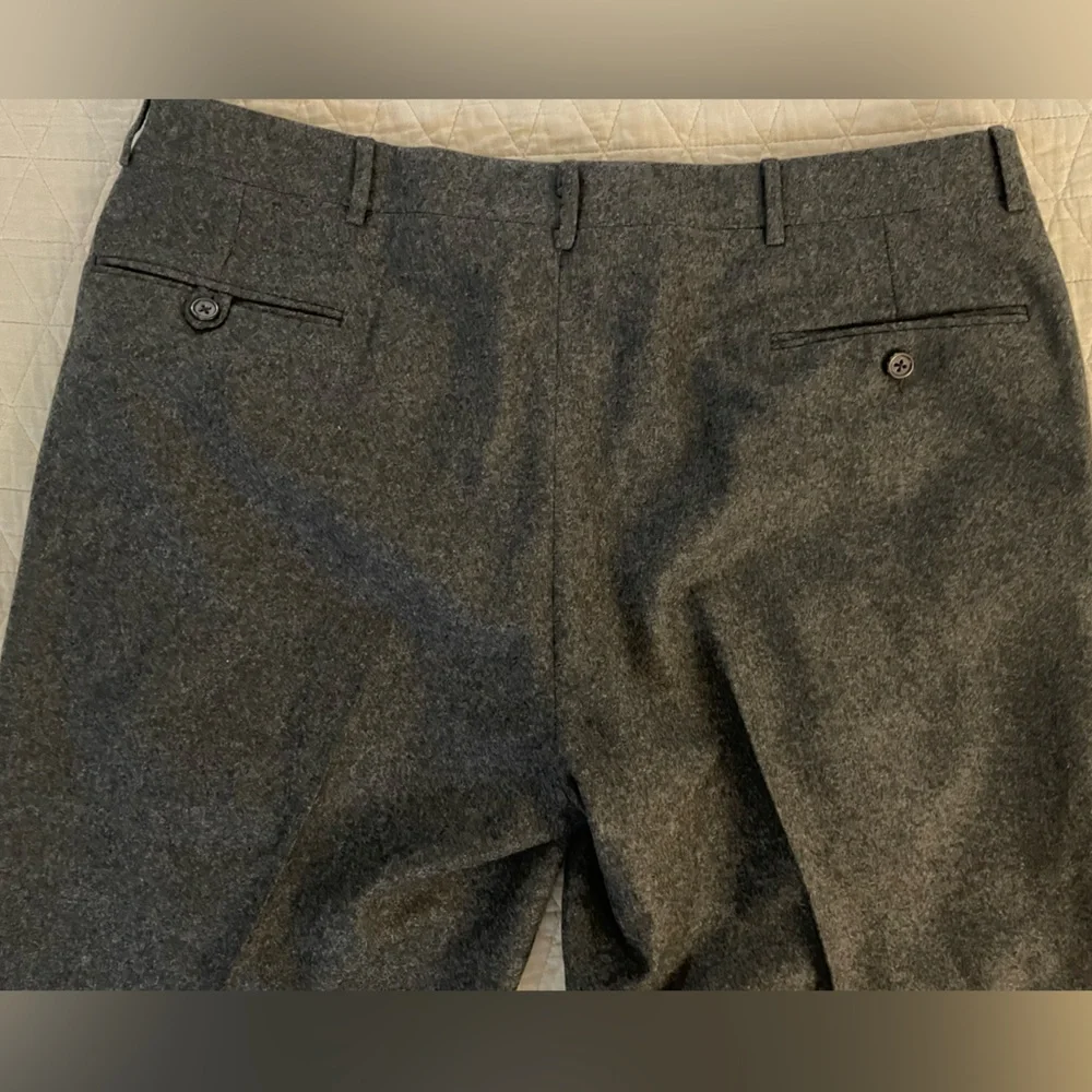 Polo Ralph Lauren‎ Made in Italy Vintage Gray Flannel Wool Preston Pant Size 40